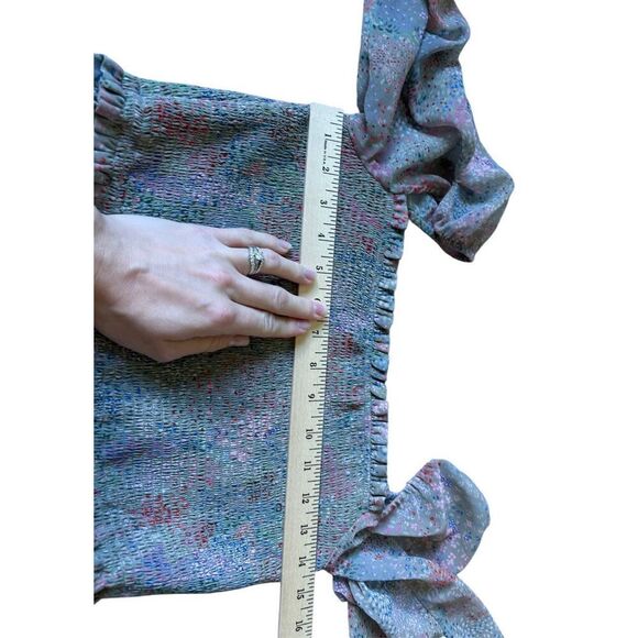 Aritzia Wilfred Tempest Mini Dress size M Long Sleeve Ditsy Green Floral - Picture 5 of 13